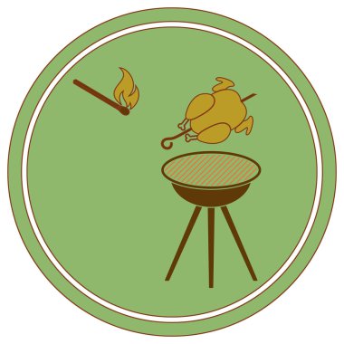 Barbekü ızgara tavuk simgesi olan. Vektör illustratio
