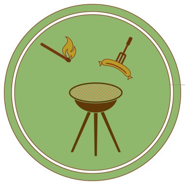 Mangal sucuk simgesi. Vektör çizim