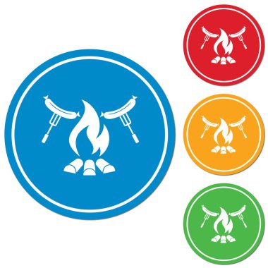 Izgara sosis simgesi. Vektör illustratio