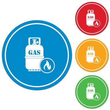 Kamp ocağı gaz şişesi simge vektör ile. Vektör çizim