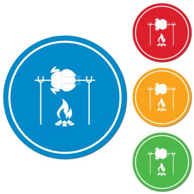 Izgara tavuk simgesi. Vektör illustratio