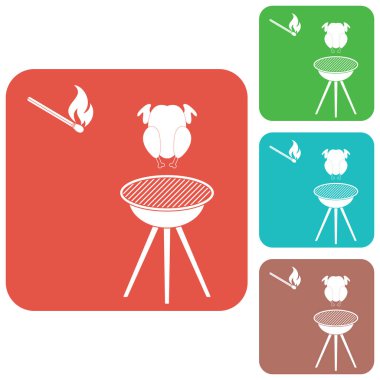 Barbekü ızgara tavuk simgesi olan. Vektör illustratio