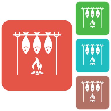 Izgara balık simgesi. Vektör illustratio