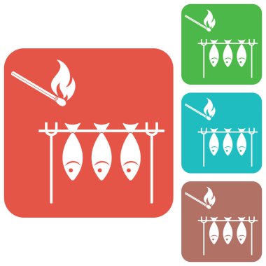 Izgara balık simgesi. Vektör illustratio