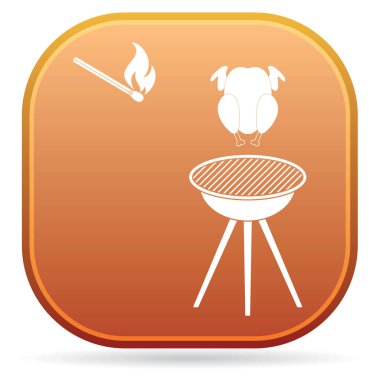 Barbekü ızgara tavuk simgesi olan. Vektör illustratio