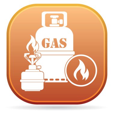 Kamp ocağı gaz şişesi simgesi olan. Vektör çizim