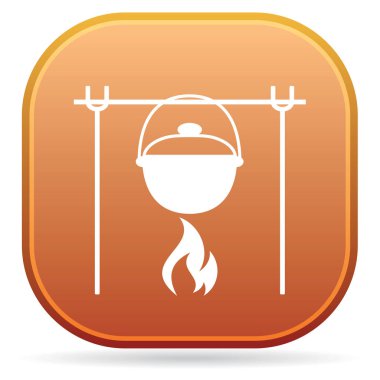 Yangın ve pot simgesi. Vektör çizim