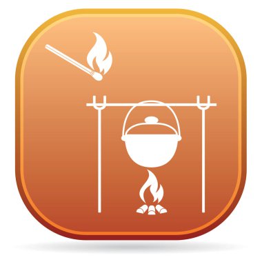 Yangın ve pot simgesi. Vektör çizim