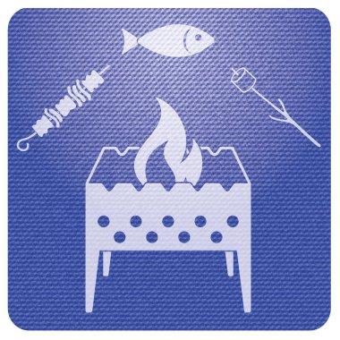 Izgara balık, Zephyr'i ve Kebap simgesi. Vektör illustratio