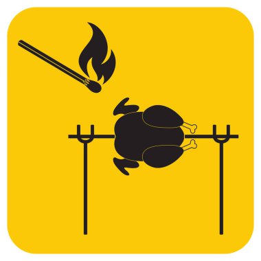 Izgara tavuk simgesi. Vektör illustratio