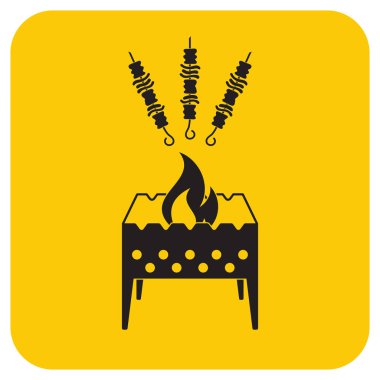 Kebap simgesi olan mangal ızgarası. Vektör illustratio