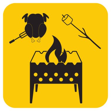 Mangal, Zephyr'i ve tavuk simgesi. Vektör illustratio