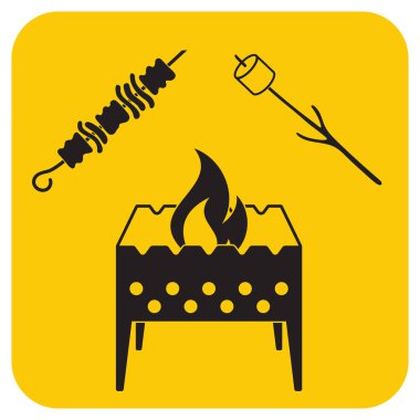 Mangal, Zephyr'i ve Kebap simgesi. Vektör illustratio