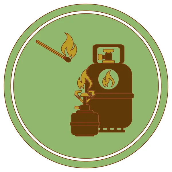 Camping Kachel Met Gas Fles Pictogram Vector Vectorillustratie — Stockvector