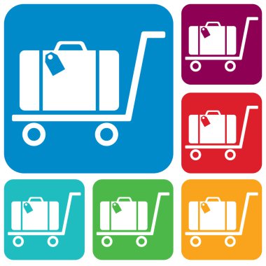 Bagaj arabası düz simge vektör çizim