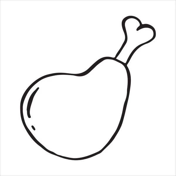 Jambon Icône Doodle Dessiné Main Illustration Vectorielle — Image vectorielle