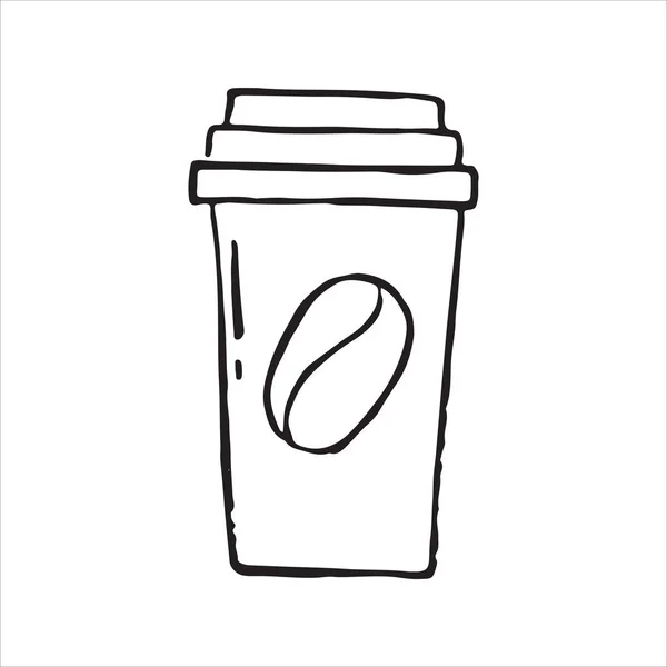 Handgezeichnetes Kaffeeglas Doodle Symbol Flache Bauweise Vektorillustration — Stockvektor