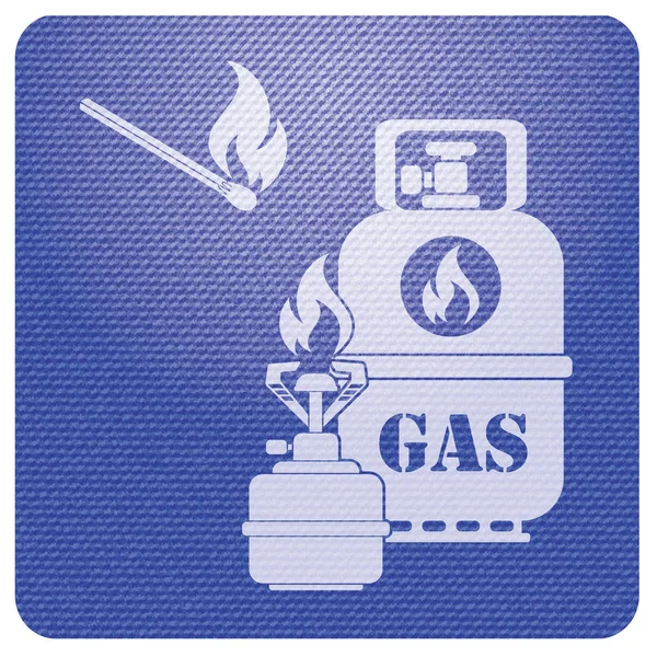 Campingkocher Mit Gasflaschensymbol Vektor Vektorillustration — Stockvektor