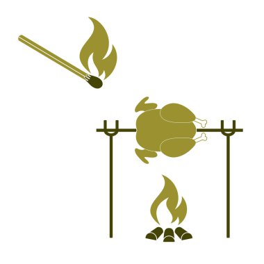 Izgara tavuk simgesi. Vektör illustratio