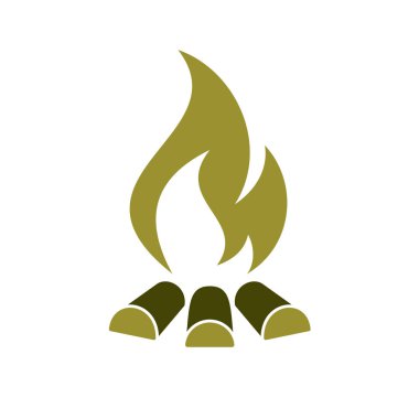 Kamp ateşi siluet simge. Vektör illustratio