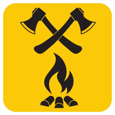 Balta ve kamp ateşi simgesi. Düz vektör illustratio