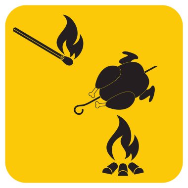 Izgara tavuk simgesi. Vektör illustratio