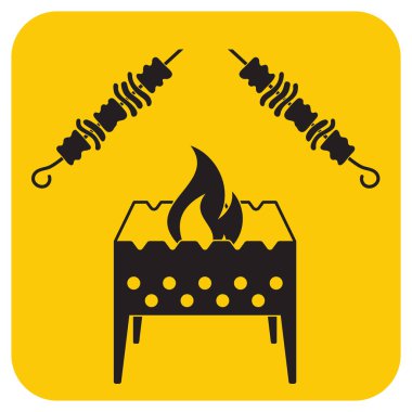 Kebap simgesi olan mangal ızgarası. Vektör illustratio