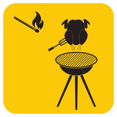 Izgara tavuk simgesi. Vektör illustratio