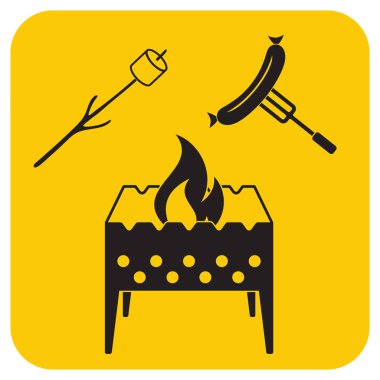 Mangal, Zephyr'i ve sosis simgesi. Vektör illustratio