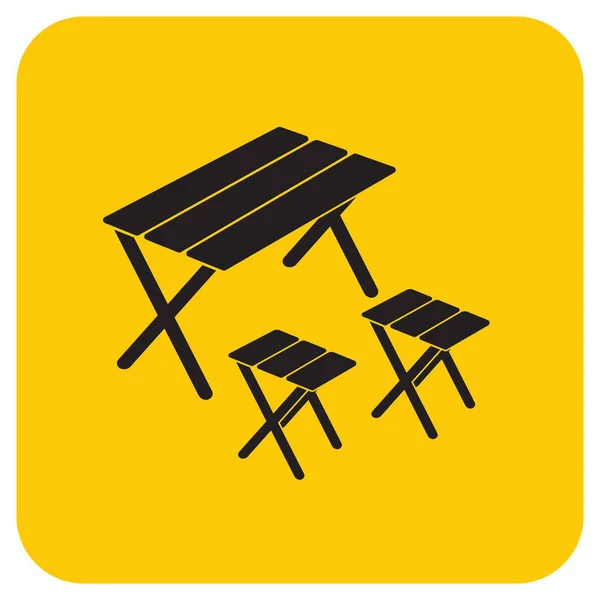 Camping Table Stool Icon Vector Illustratio — Stock Vector