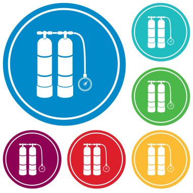 Tüplü vektör çizim. Dalış ekipman vektör işareti. Aqualung yüzme için