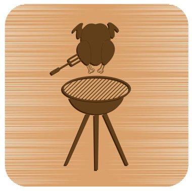 Barbekü ızgara tavuk simgesi olan. Vektör illustratio