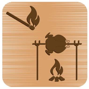 Izgara tavuk simgesi. Vektör illustratio