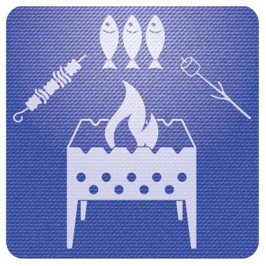 Mangal zephyr, kebap ve balık simgesi. Vektör illustratio