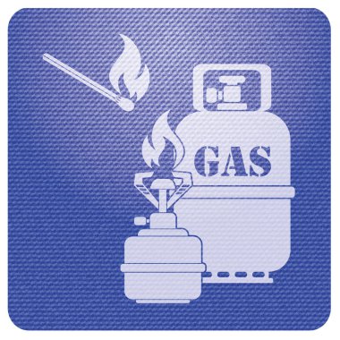 Kamp ocağı gaz şişesi simge vektör ile. Vektör çizim