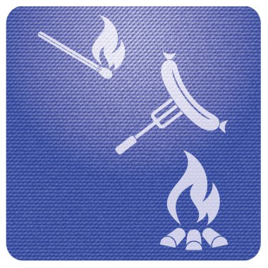 Izgara sosis simgesi. Vektör illustratio