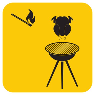 Barbekü ızgara tavuk simgesi olan. Vektör illustratio