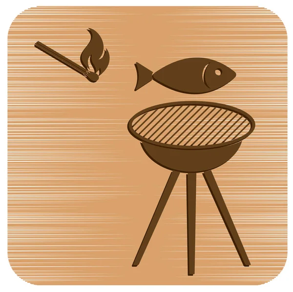 Icono Pescado Parrilla Ilustración Del Vector — Vector de stock