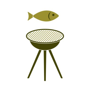 Izgara balık simgesi. Vektör illustratio