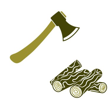 Balta ve yakacak odun simgesi. Düz vektör illustratio