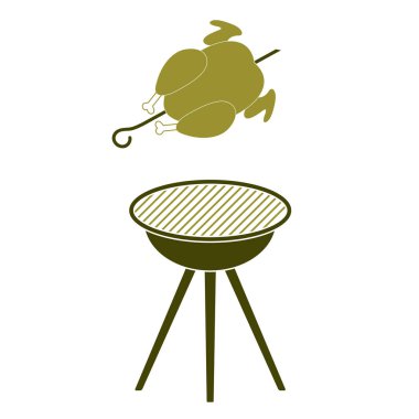 Izgara tavuk simgesi. Vektör illustratio