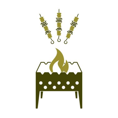 Kebap simgesi olan mangal ızgarası. Vektör illustratio