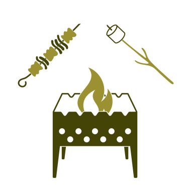 Mangal, Zephyr'i ve Kebap simgesi. Vektör illustratio