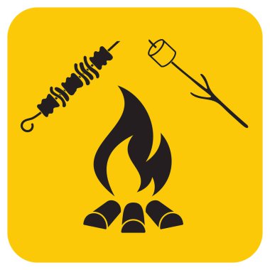 Mangal, Zephyr'i ve Kebap simgesi. Vektör illustratio