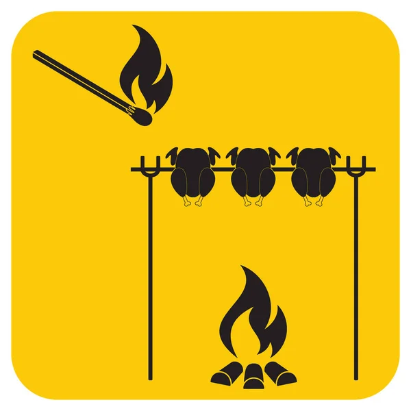 Izgara tavuk simgesi. Vektör illustratio