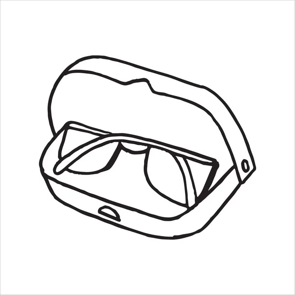 Lunettes Icône Doodle Cas Dessin Simple Sans Verser Illustration Vectorielle — Image vectorielle