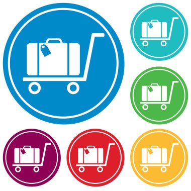 Bagaj arabası düz simge vektör çizim