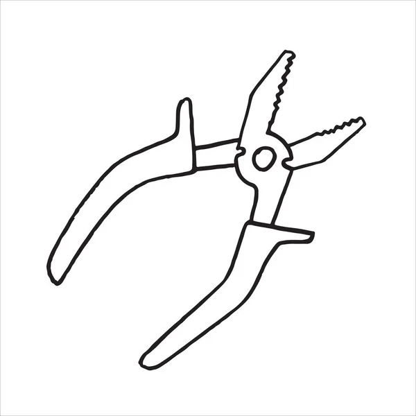Рука Намальовані Плоскогубці Каракулі Піктограма Стилю Ескізу Плоский Дизайн Векторні — стоковий вектор