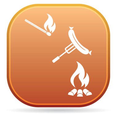 Izgara sosis simgesi. Vektör illustratio