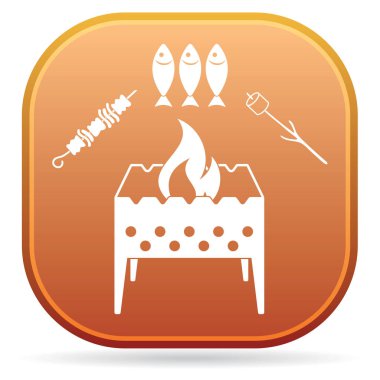 Mangal zephyr, kebap ve balık simgesi. Vektör illustratio